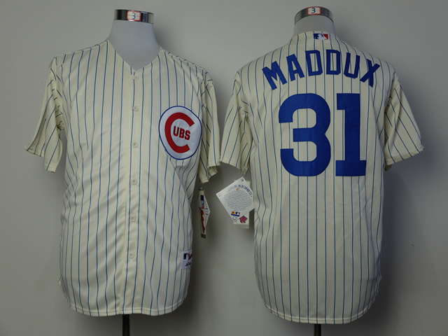 Men Chicago Cubs #31 Maddux Cream 1969 MLB Jerseys
